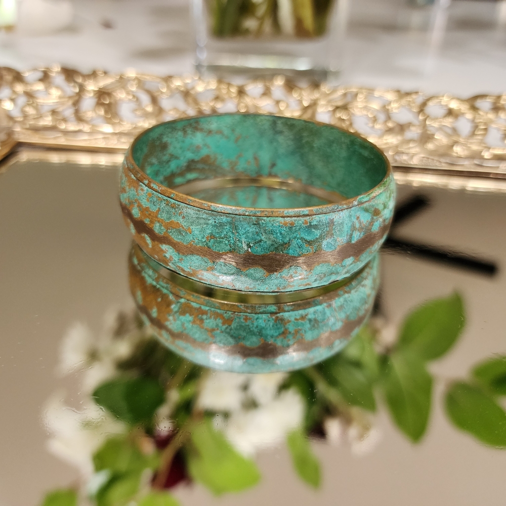 Turquoise Patina Decorative Bangle Bracelet Made In India